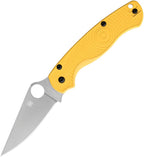 Spyderco Para Military 2 Salt Compression Lock folding knife with satin MagnaCut blade and yellow FRN handle (SC81PYL2)