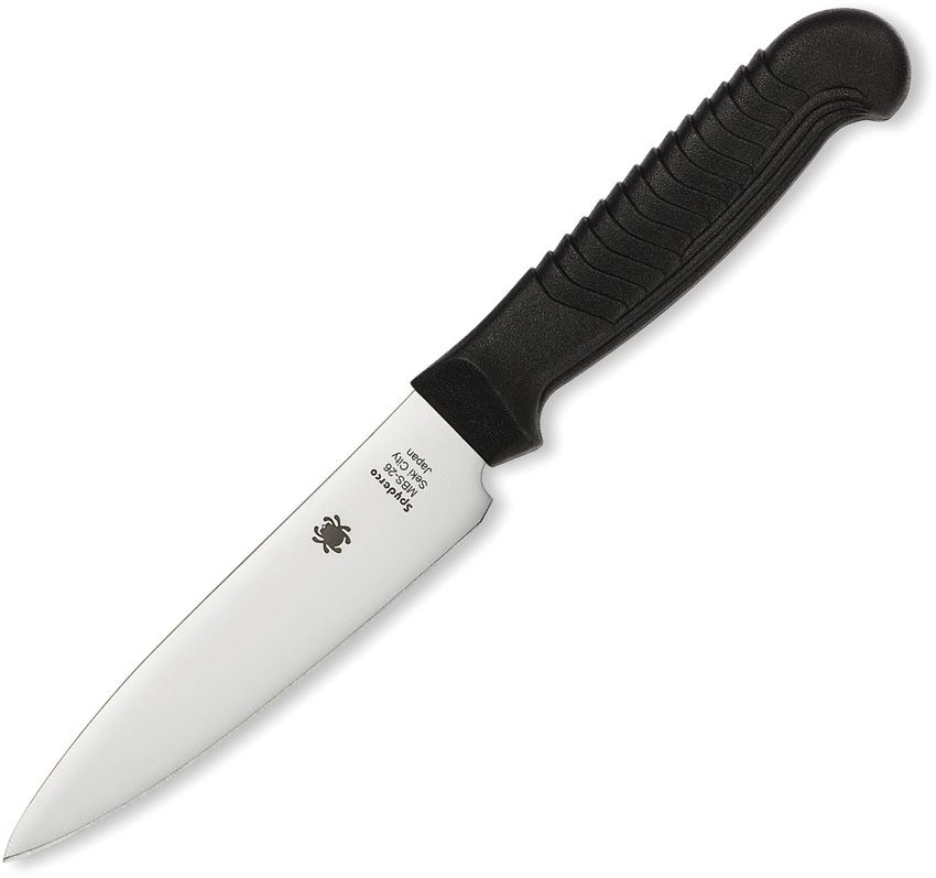 SCK05PBK: Spyderco Paring Knife, black polypropylene handle, 4.5" satin MBS26 blade