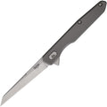 SG21641: Southern Grind Quill framelock, satin titanium handle with red spacers, 3" tumbled 14C28N sheepsfoot blade