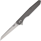 SG21641: Southern Grind Quill framelock, satin titanium handle with red spacers, 3" tumbled 14C28N sheepsfoot blade
