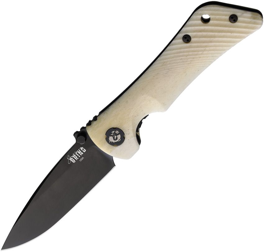 SG22129: Southern Grind Spider Monkey linerlock, grooved bone handle, 3.25" black S35VN drop point blade