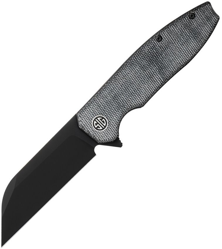 SIGKA8BB: Sig KARAK linerlock, black canvas micarta handle, 3.25" black PVD Nitro V sheepsfoot blade