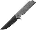 SIGTS8BB: Sig TSURU linerlock, black canvas micarta handle, 3.25" black PVD 154CM tanto blade