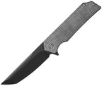 SIGTS8BB: Sig TSURU linerlock, black canvas micarta handle, 3.25" black PVD 154CM tanto blade