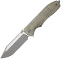 SIGVA9GT: Sig VALIDUS linerlock, OD green canvas micarta handle, 3.75" satin and acid stonewash M390 tanto blade