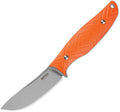 SRM605TGJ: SRM Knives Fossa fixed blade, orange G10 handle, 3.38" stonewash 14C28N upswept blade