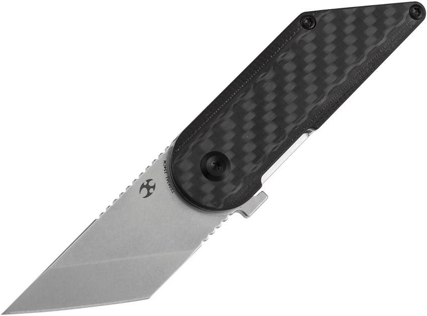T2045A1: Kansept Dash linerlock, carbon fiber pattern G10 handle, 2.25" satin 154CM blade