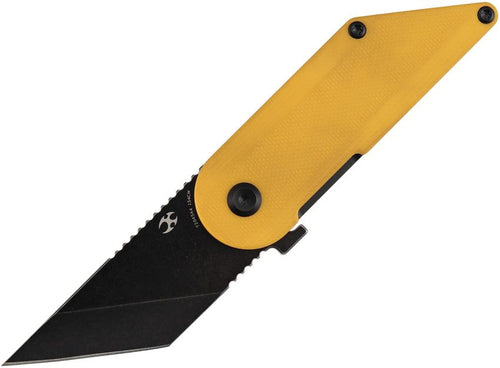 T2045A4: Kansept Dash linerlock, yellow G10 handle, 2.25" black coated 154CM blade