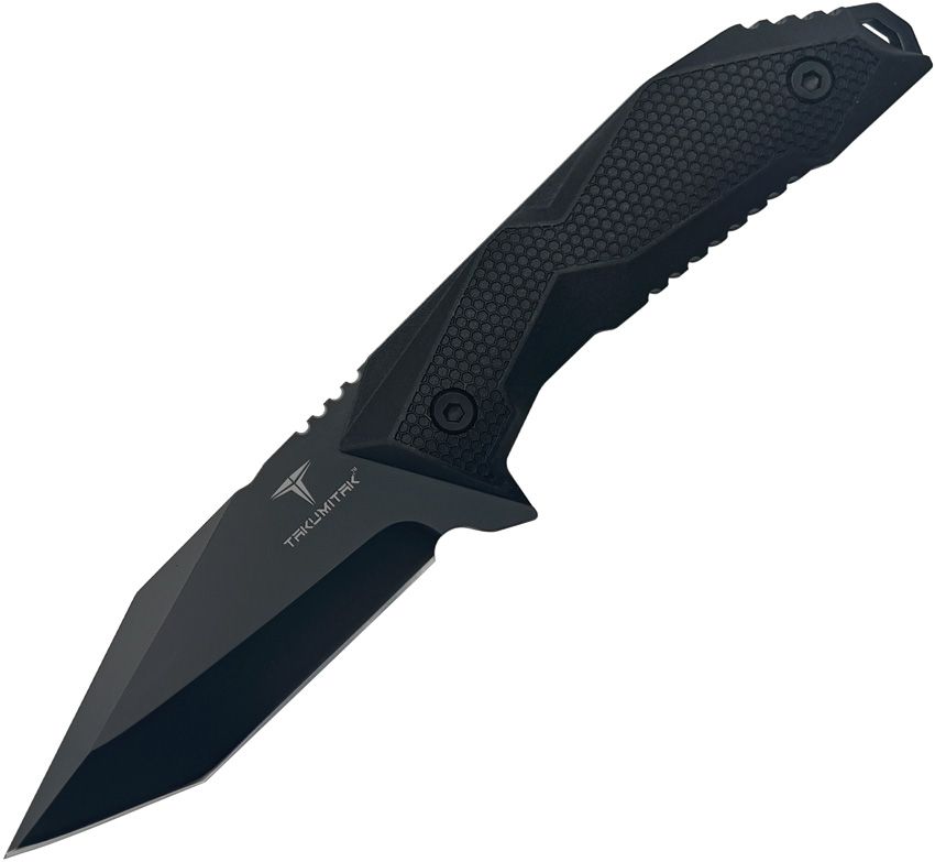 TKF320: Takumitak Terminal fixed blade, black FRN handle, 4" black oxide 3Cr13 tanto blade