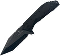 TKF320: Takumitak Terminal fixed blade, black FRN handle, 4" black oxide 3Cr13 tanto blade