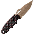 Tops C.A.T. 200 S-Series fixed blade knife with stonewashed blade and red and black patterned handle.