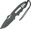 Tops Covert Anti-Terrorism fixed-blade knife with black coated blade and handle, paracord lanyard attached.