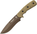 TOPS Mountain Lion Field Edition fixed blade knife with brown traction coated 1095HC blade and green micarta handle (TPMTLN02)