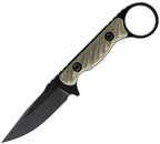 TR23848: Toor Jank Shank S fixed blade, Ranger Green G10 handle with finger ring, 3" black Gun-Kote CPM-M4 blade
