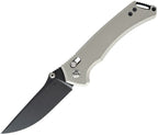 Toor Draper crossbar lock folding knife with black CPM MagnaCut blade and gray G10 handle (TR33889)