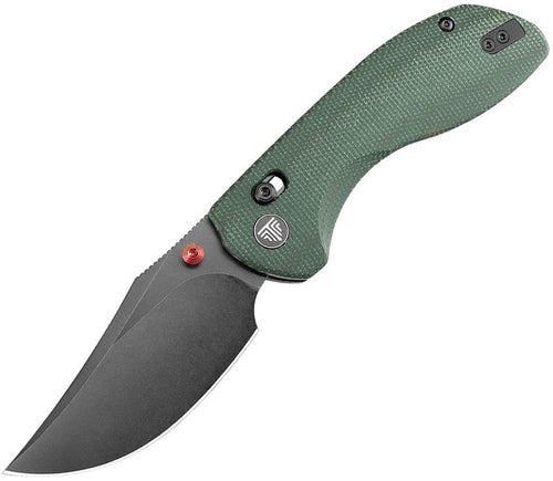 TRIVISA Hippo crossbar lock folding knife with black stonewash 14C28N blade and green micarta handle (TVJM15GM14)