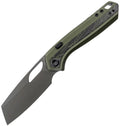 VOSA1812: Vosteed Kroc 329 Top linerlock, olive aluminum handle with Topo G10 inlay, 3.25" Destroyer Gray S35VN sheepsfoot blade