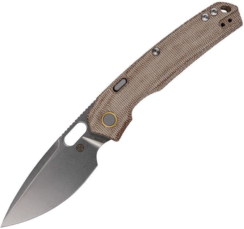 VOSA2210: Vosteed Psyop Top linerlock, natural Norplex UltreX micarta handle, 3.25" stonewash Elmax drop point blade