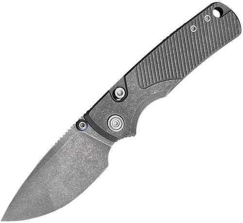 Vosteed Porcupine TiSlim Top linerlock folding knife with dark stonewash 154CM blade and gray titanium handle (VOSA4820)