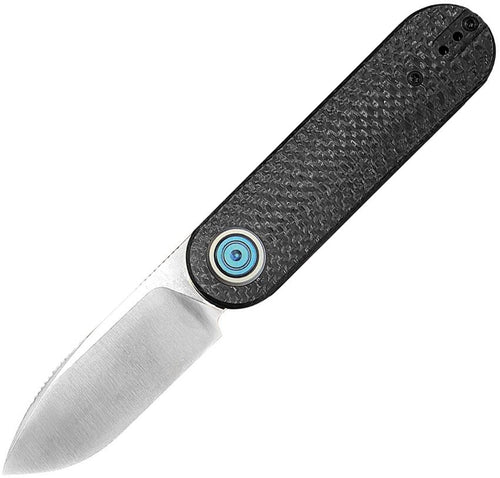 Vosteed Corgi-V Vanchor Lock folding knife with satin 154CM blade and black carbon fiber handle (VOSA5104)