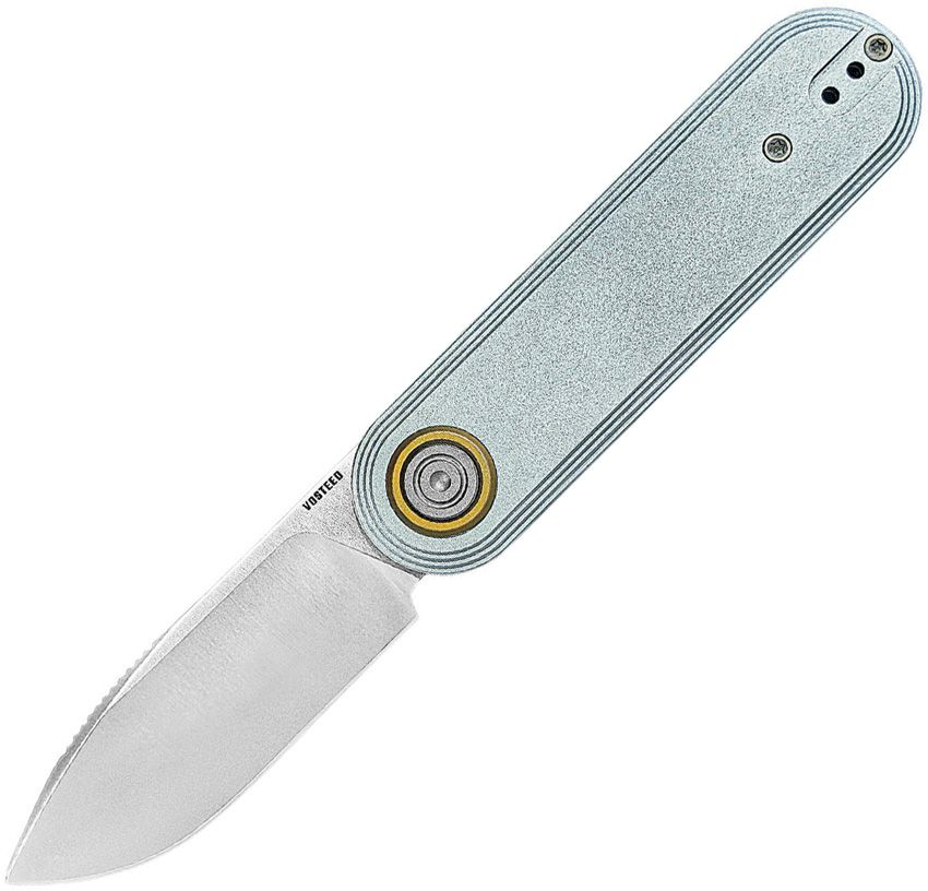 Vosteed Corgi-V Vanchor Lock folding knife with satin Nitro V blade and light blue aluminum handle (VOSA5110)