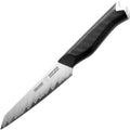 VOSMGUT9C50: Vosteed Morgan 5" utility knife, black G10 handle, satin 9Cr18MoV blade with etched mountain pattern