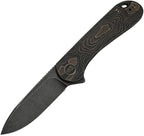 WE18062XA3: We Knife Elementum framelock, black and bronze titanium handle, 3" black stonewash MagnaCut drop point blade