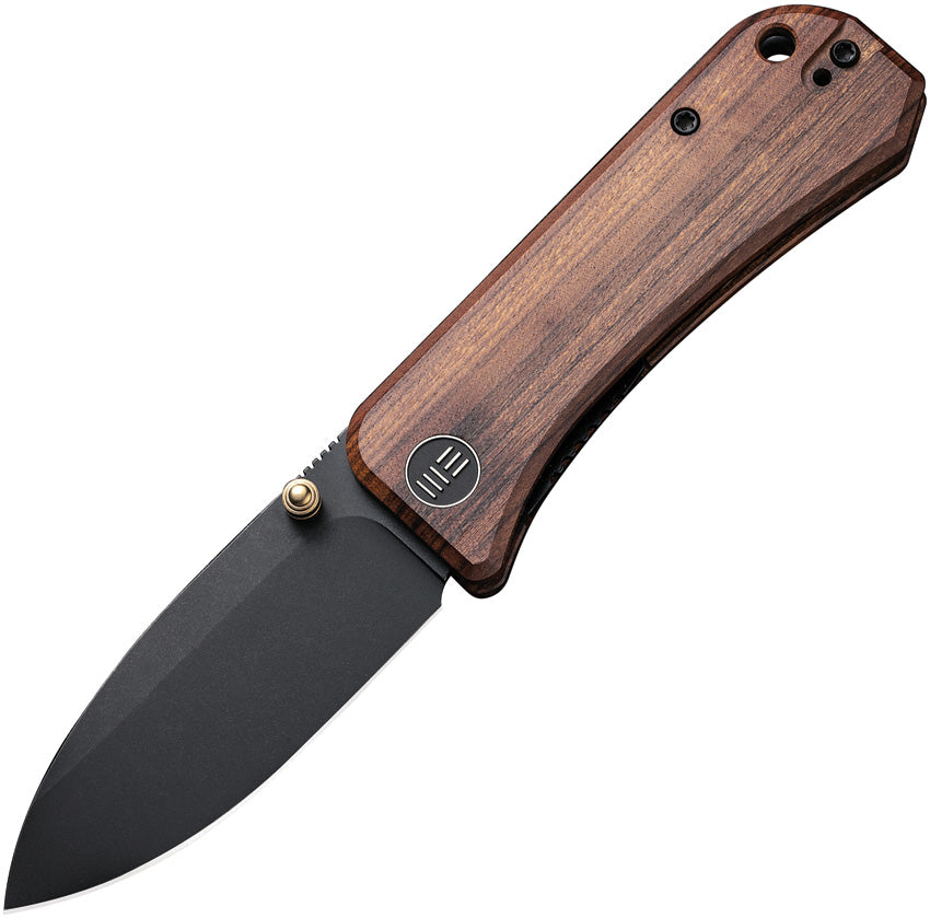 WE2004K: We Knife Banter linerlock, Cuibourtia wood handle, 3" black stonewash S35VN drop point blade