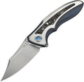 We Knife VARG framelock folding knife with satin MagnaCut blade and blue titanium aluminum foil CF handle (WE250744)